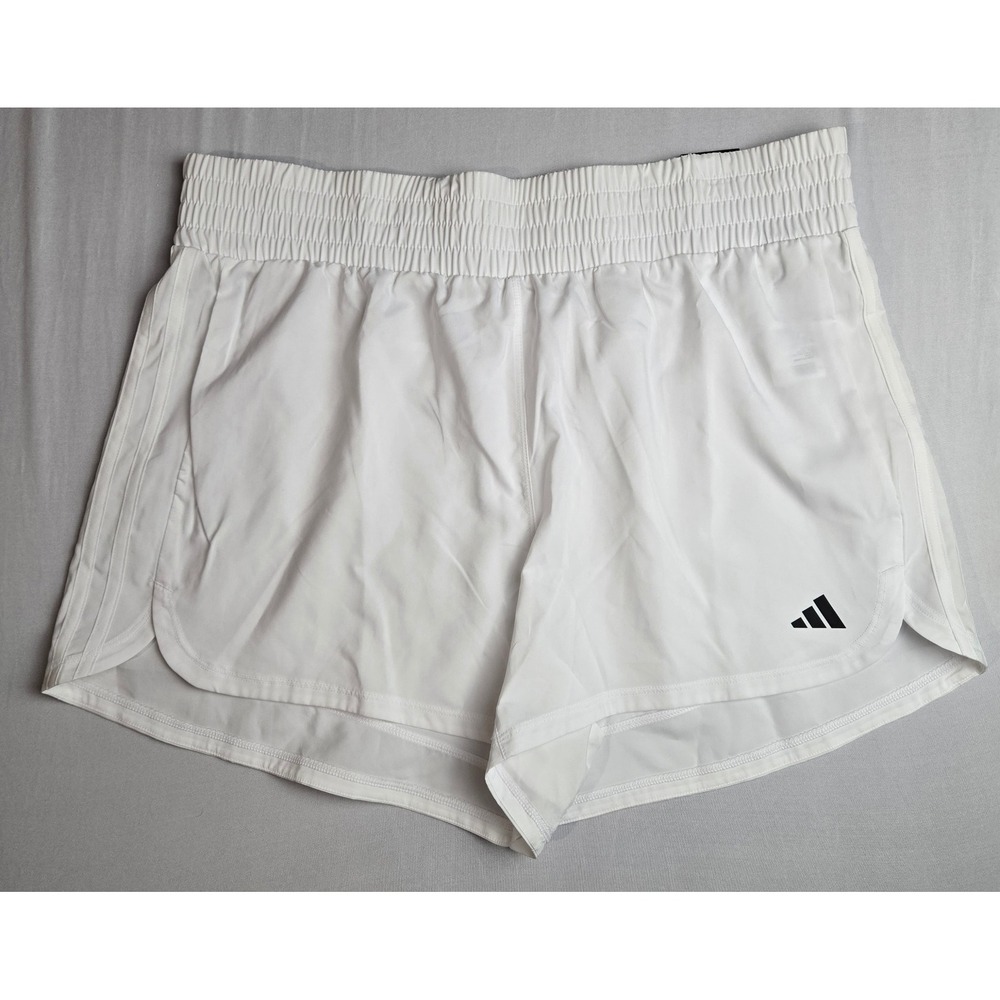 Adidas Womens Pacer High Rise 3 Inch Inseam Training Shorts White XL H47116